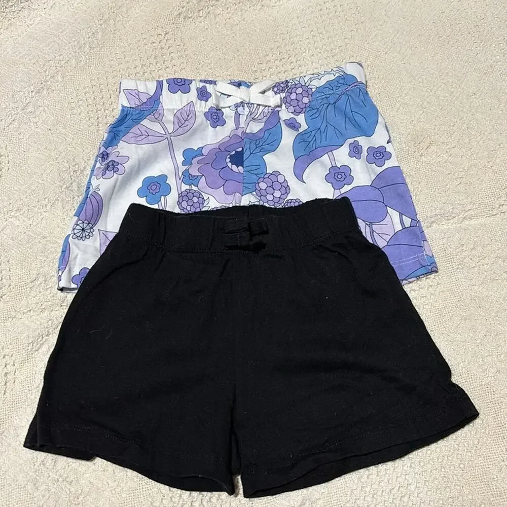 childrens place 5/6 shorts bundle 1 black 1 blue purple white nwot and perfect